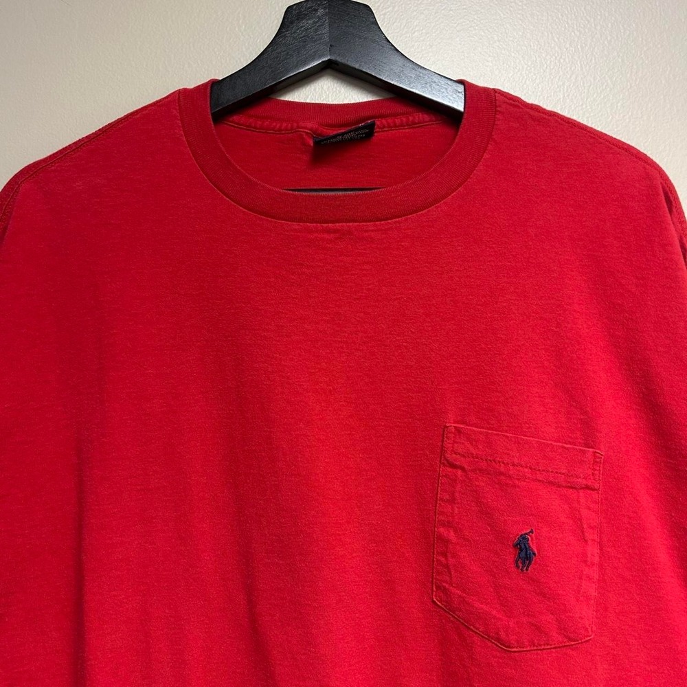 Vintage 90s Polo Ralph Lauren Red Pocket T Shirt Mens XL Made in USA T-Shirt - Picture 2 of 6